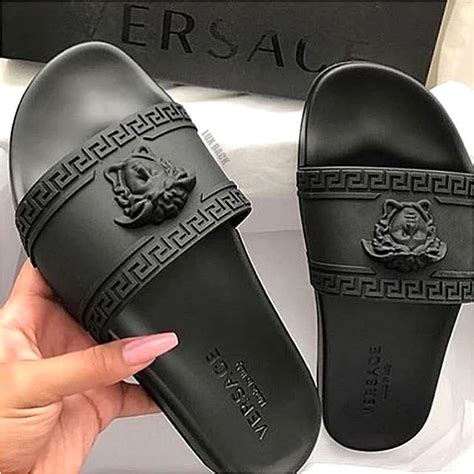 versace slides with diamonds|versace leather slides.